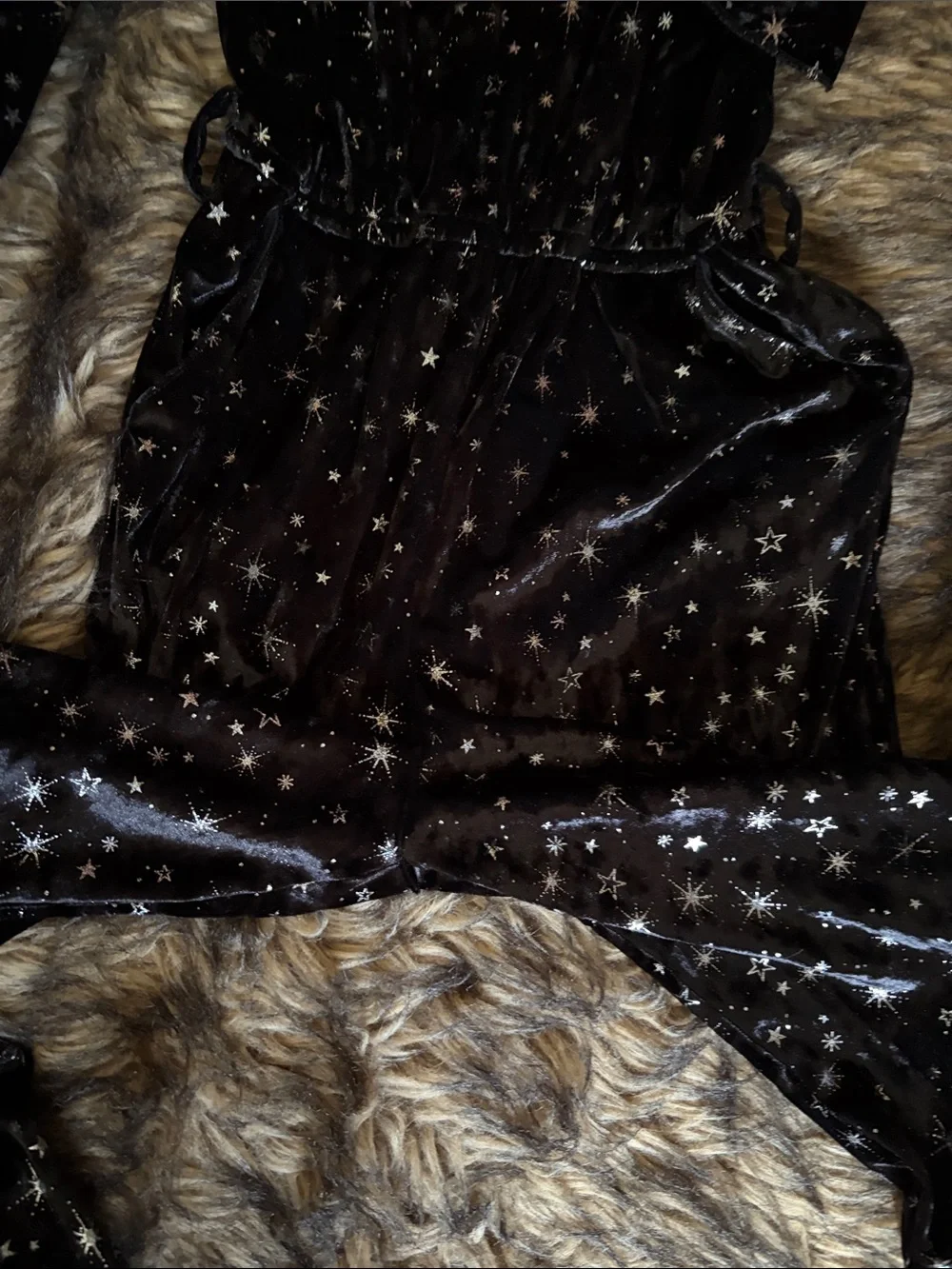 Justice Black Velvet Silver Star Print One-Shoulder Jumpsuit Size S 7/8 Holiday